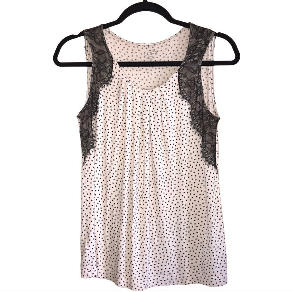 Loft Polka Dot Sleeveless Summer Top - Picture 2 of 5
